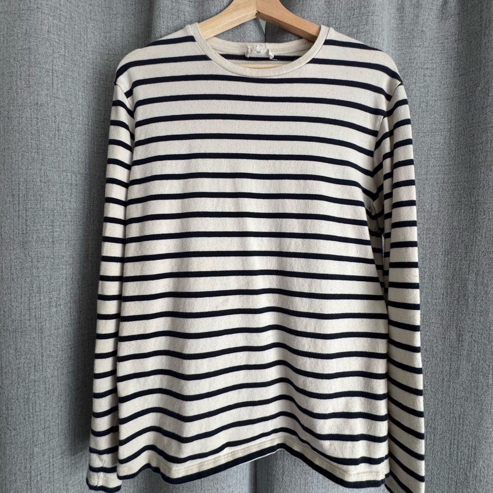 Navy and White Striped Long Sleeve Shirt